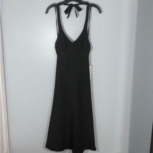 J.Crew Black Midi Halter Dress Wedding Guest - 100% Silk Size 4 NWT